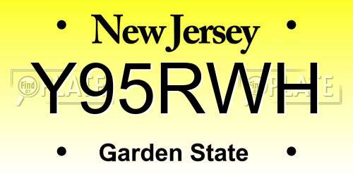 Y95RWH New Jersey License Plate