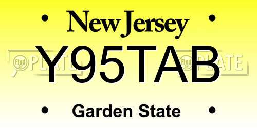 Y95TAB New Jersey License Plate