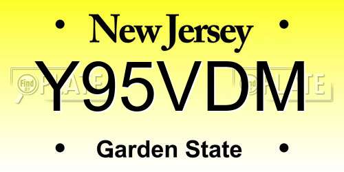 Y95VDM New Jersey License Plate