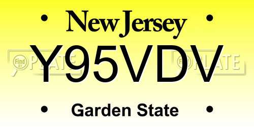 Y95VDV New Jersey License Plate