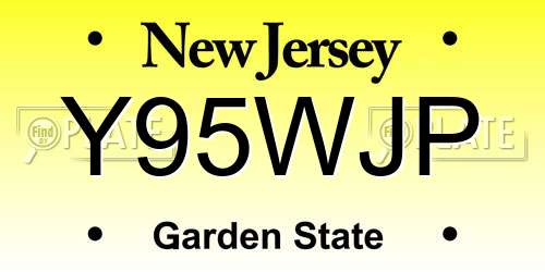 Y95WJP New Jersey License Plate