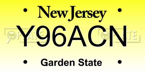 Y96ACN New Jersey License Plate