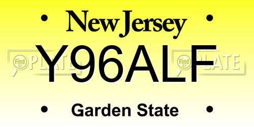 Y96ALF New Jersey License Plate