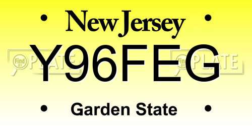 Y96FEG New Jersey License Plate