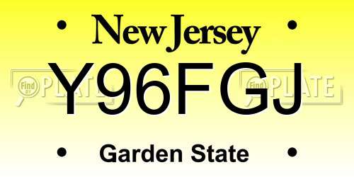 Y96FGJ New Jersey License Plate