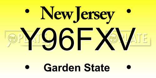 Y96FXV New Jersey License Plate
