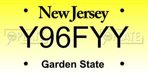 Y96FYY New Jersey License Plate