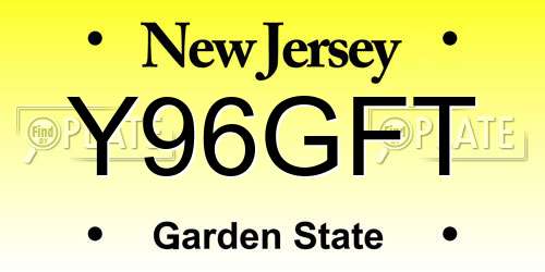 Y96GFT New Jersey License Plate