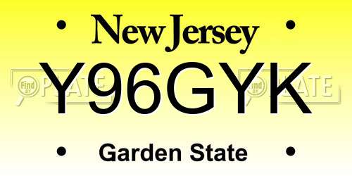 Y96GYK New Jersey License Plate