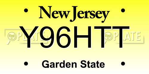 Y96HTT New Jersey License Plate