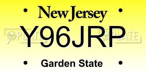 Y96JRP New Jersey License Plate