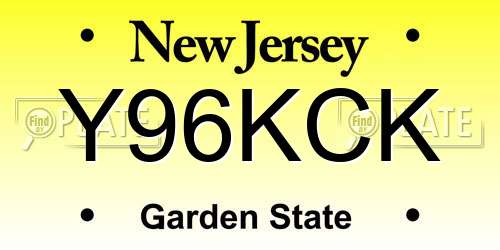 Y96KCK New Jersey License Plate