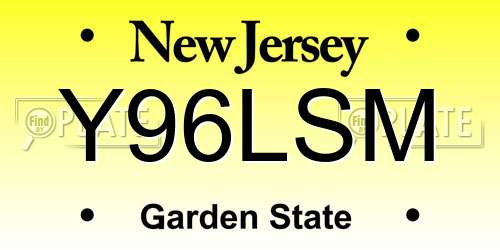Y96LSM New Jersey License Plate