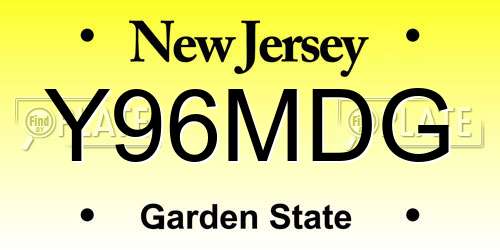 Y96MDG New Jersey License Plate