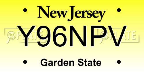Y96NPV New Jersey License Plate