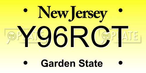 Y96RCT New Jersey License Plate