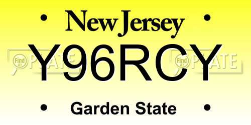 Y96RCY New Jersey License Plate
