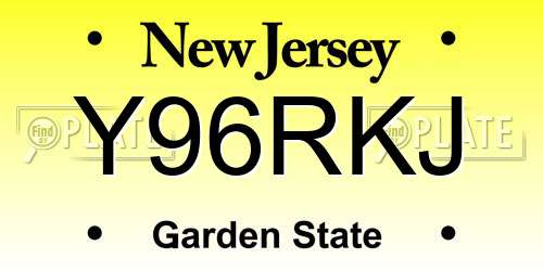 Y96RKJ New Jersey License Plate