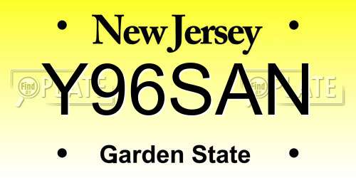 Y96SAN New Jersey License Plate
