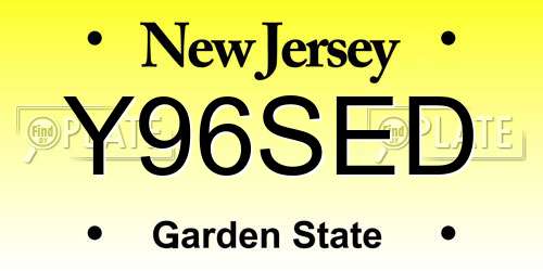 Y96SED New Jersey License Plate