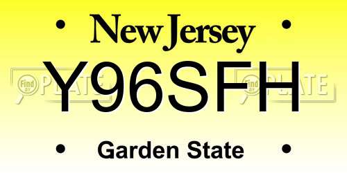 Y96SFH New Jersey License Plate