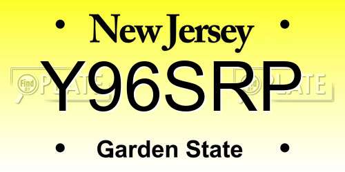 Y96SRP New Jersey License Plate