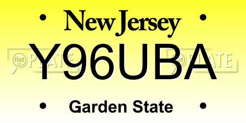 Y96UBA New Jersey License Plate