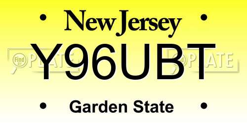 Y96UBT New Jersey License Plate