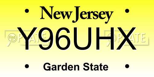 Y96UHX New Jersey License Plate