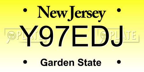 Y97EDJ New Jersey License Plate
