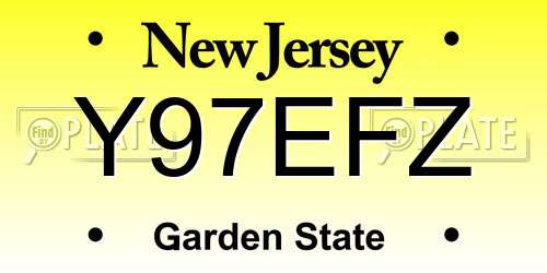 Y97EFZ New Jersey License Plate