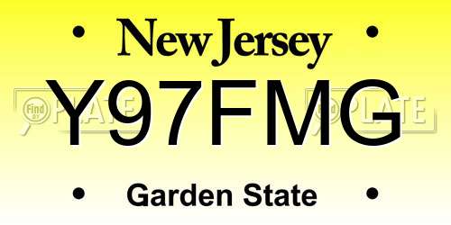Y97FMG New Jersey License Plate