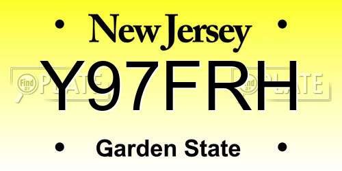Y97FRH New Jersey License Plate