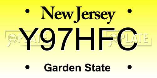 Y97HFC New Jersey License Plate