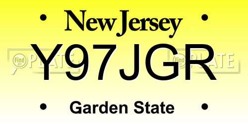 Y97JGR New Jersey License Plate