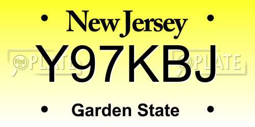 Y97KBJ New Jersey License Plate