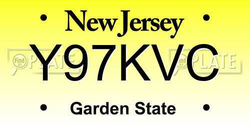 Y97KVC New Jersey License Plate