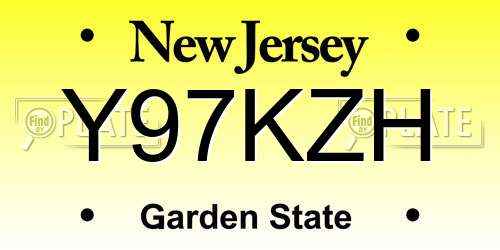 Y97KZH New Jersey License Plate