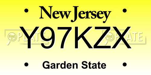Y97KZX New Jersey License Plate