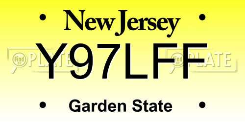 Y97LFF New Jersey License Plate