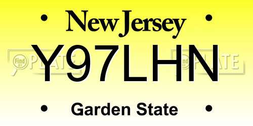 Y97LHN New Jersey License Plate