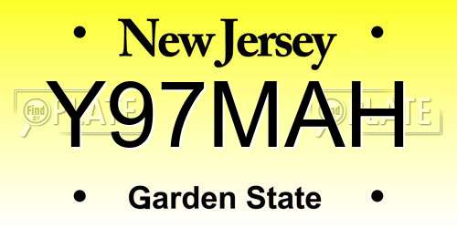 Y97MAH New Jersey License Plate