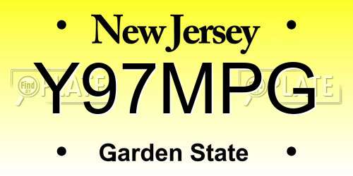 Y97MPG New Jersey License Plate