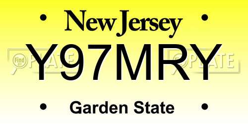 Y97MRY New Jersey License Plate