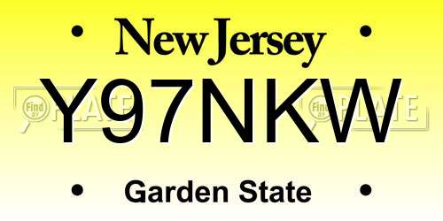 Y97NKW New Jersey License Plate
