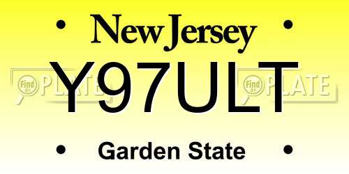 Y97ULT New Jersey License Plate
