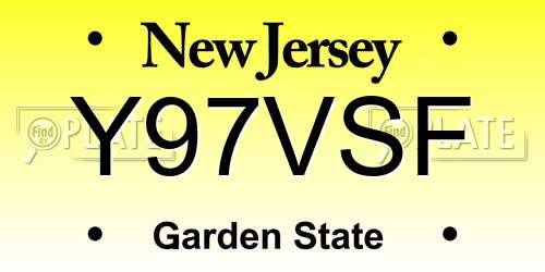 Y97VSF New Jersey License Plate