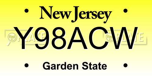 Y98ACW New Jersey License Plate