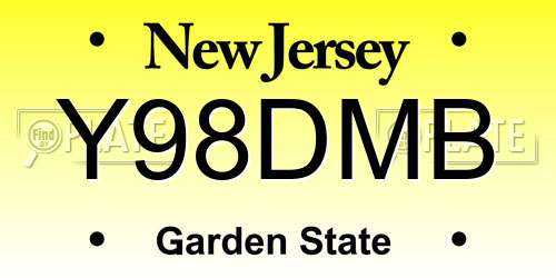 Y98DMB New Jersey License Plate