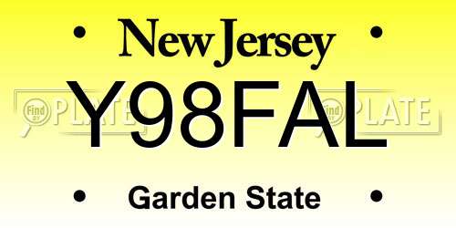 Y98FAL New Jersey License Plate